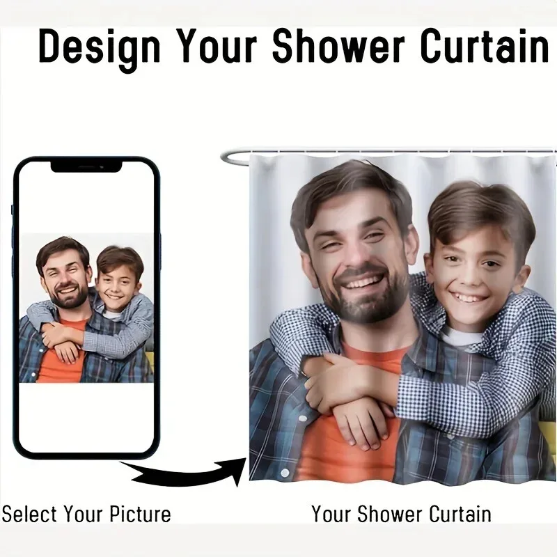 Your exclusive personalized shower curtain customization, your personal photo background, personal preferences, background photo