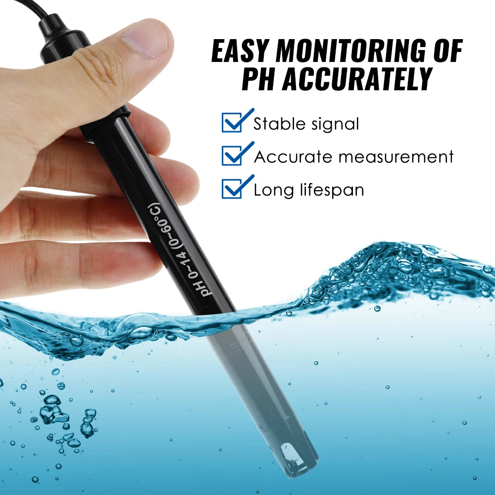 Ph Meter Sonde Ph Piscine BNC Type 50 Ohm Connector Probe For Hydroponics Aquarium W/ 200cm 300cm Cable Water Tester Pool