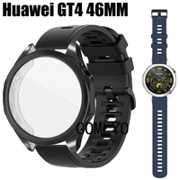 2in1 for Huawei watch GT 4 46mm SmartWatch Strap Band Silicone Replacement Bracelet Case Protector Full Cover Shell