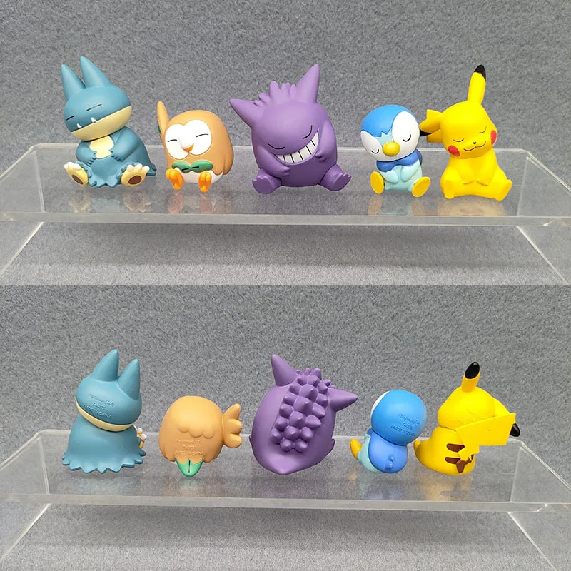 Pokemon Pikachu Gashapon Anime Figurine Cute Head Tilting Gengar Rowlet Kawaii Action Figure Model Capsule Toys Gift