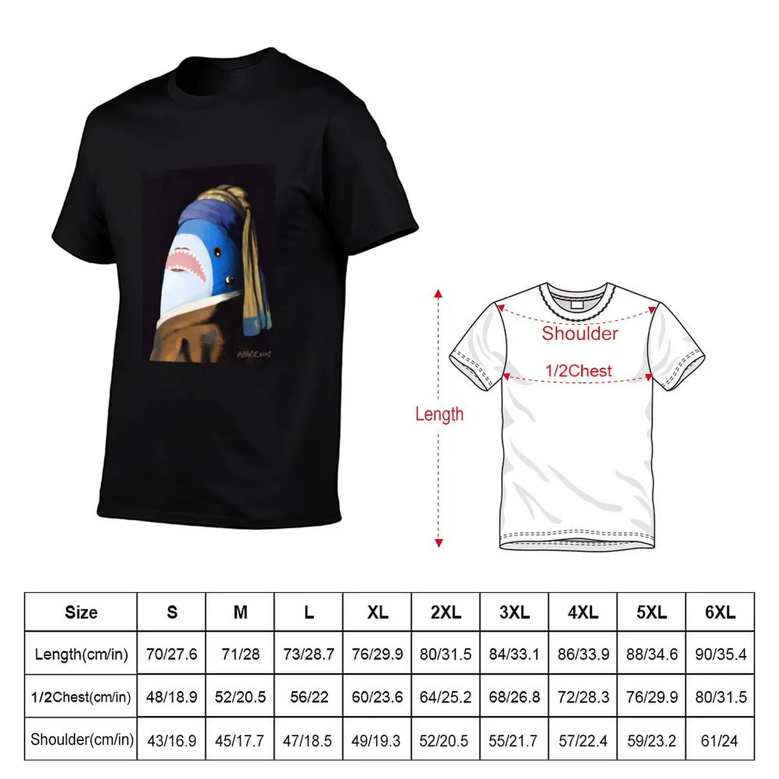 The Blahaj with a Pearl Earring T-Shirt graphics custom shirt mens funny t shirts