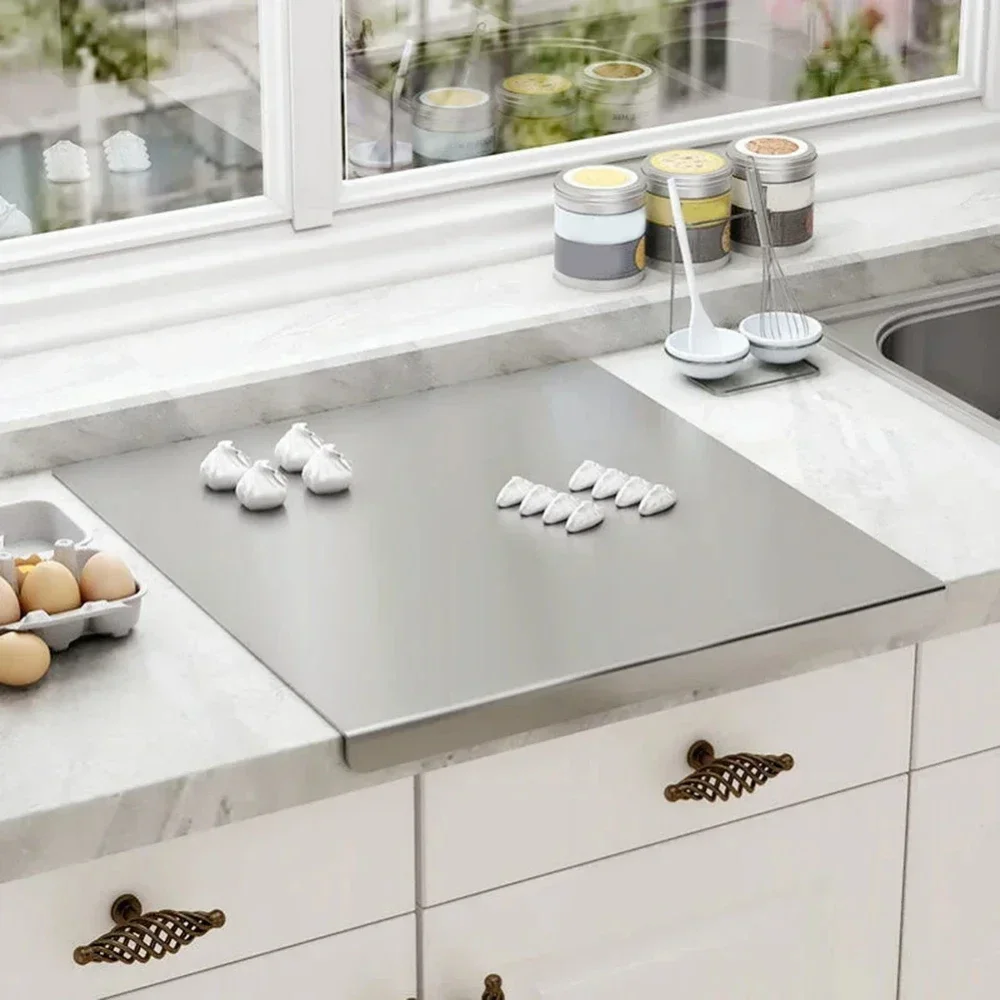 

Large Stainless Steel Chopping Board Double Panel Kitchenware for Baking Cooking Pastry Making Durable and Thickened