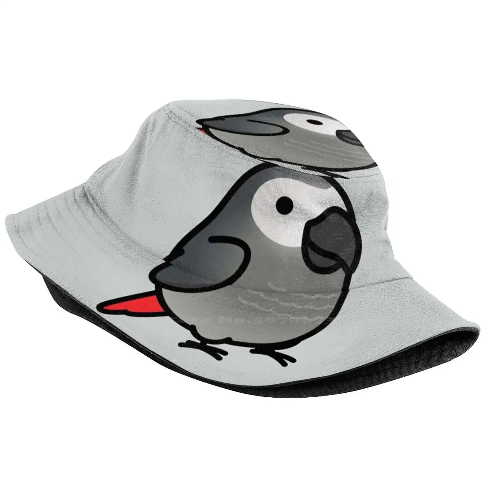 Chubby African Grey Unisex Fashion Women Men Breathable Bucket Hats African Grey African Gray Birb Cute Bird Cute Parrot