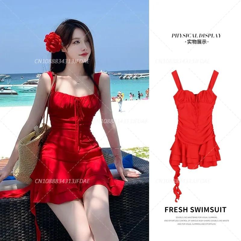 

Summer New Women's Swimsuit Dr Sle Beach Vaion Thermal Spring Svel Polyester One-Piece Swimwear