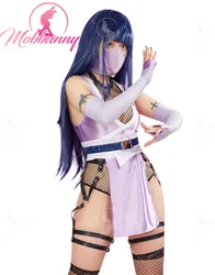 Mobbunny Body de malla de lencería Sexy para mujer, Mono de V profundo con máscara y calcetines hasta el muslo, disfraz de Cosplay