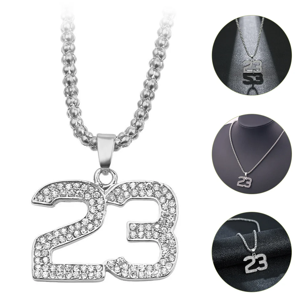 Number 23 Pendant Necklace for Men Necklaces Basketball Sports Decor Alloy Chain Male Locket