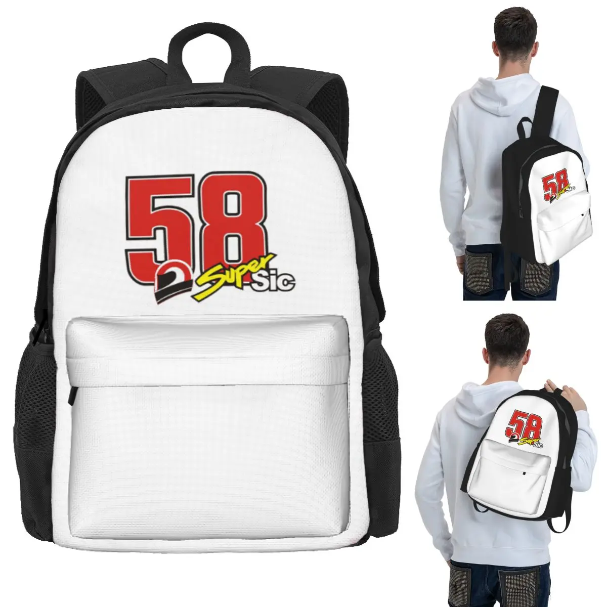 

Marco Simoncelli 58 Super Sic Student Backpack School Bag Hiking Travel Daypack for Men Women Bookbag Shoulder Bags