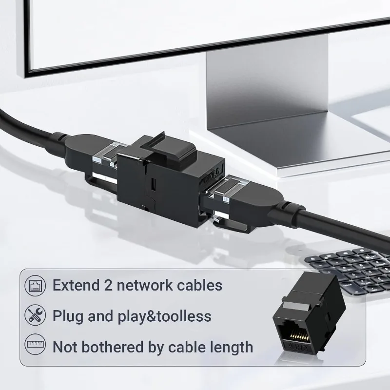 1-5PCS RJ45 CAT6 Keystone Coupler Female to Female Insert Coupler UTP CAT6 Network Ethernet Dual Straight Head Extender Adapter
