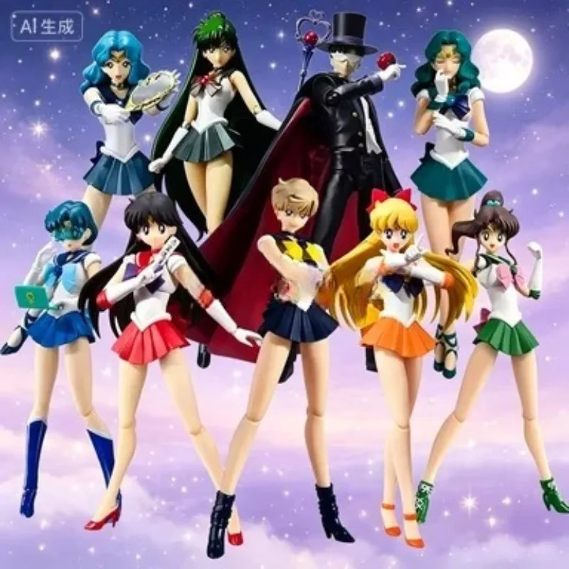 

In Stock Bandai SHF Sailor Moon Gold, Wood, Water, Fire, Earth, Sea, King, Neptune, Sailor, Moon, Field Guard Movable Collection
