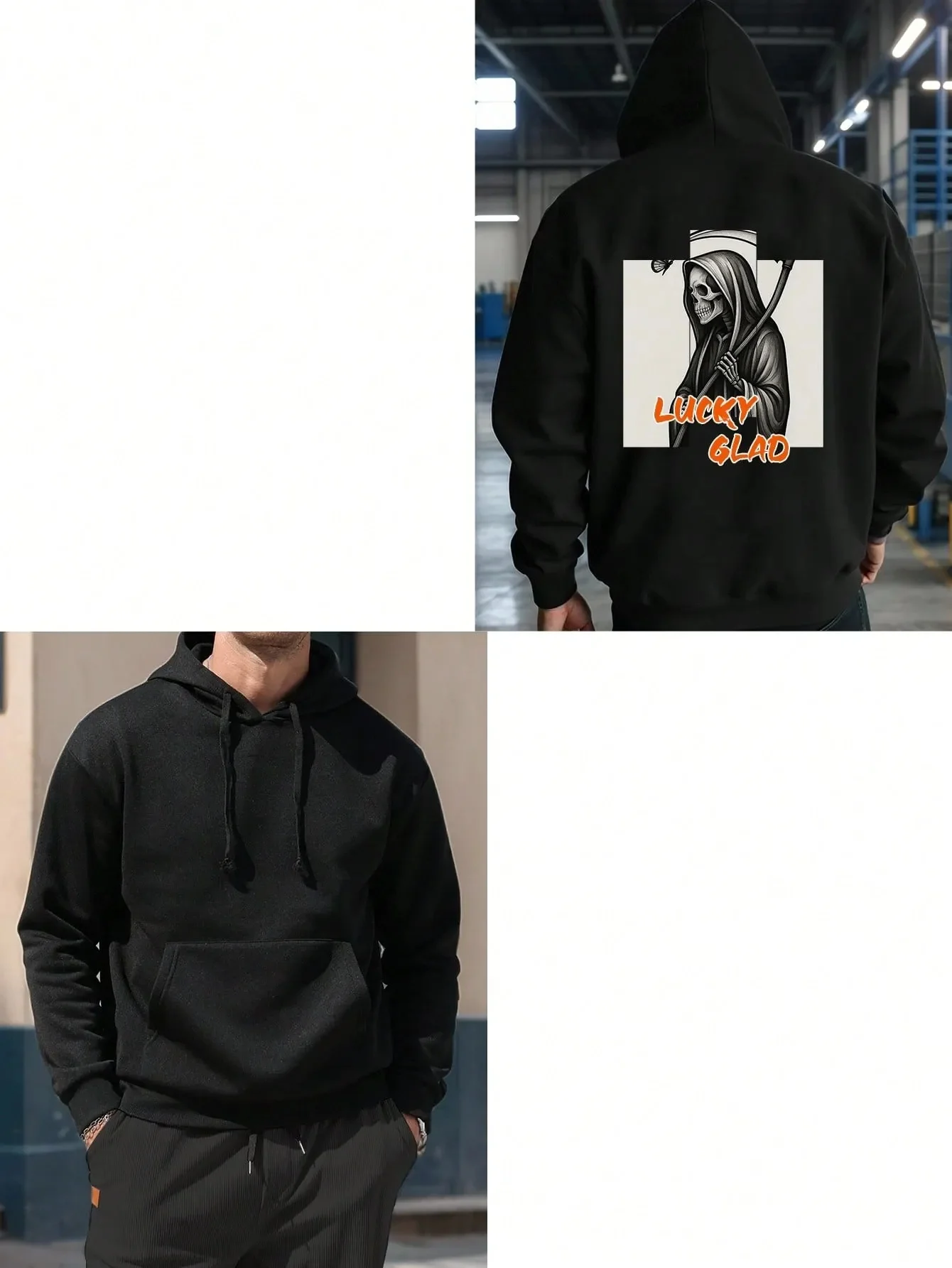 

Толстовка из чистого хлопка с рисунком LUCKY GLAD Grim Reaper — идеально подходит для темных эстетических любителей, острый стиль для любителей трендов