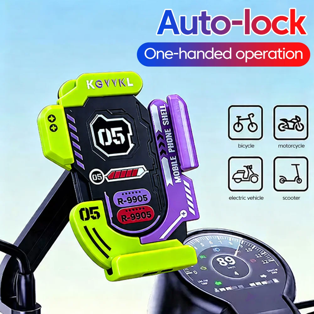 

New Cyberpunk Riding Phone Mount High Elastic Shockproof One Hand Self-Locking Stable GPS Holder For Motorcycle Electric Scooter