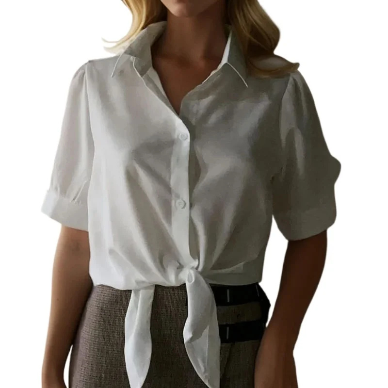 

New Summer Casual Women's Shirt 2024 Office Lady White Buttoned Up Blouse Women Cotton Woman Tops Elegant Lady Clothes 19870