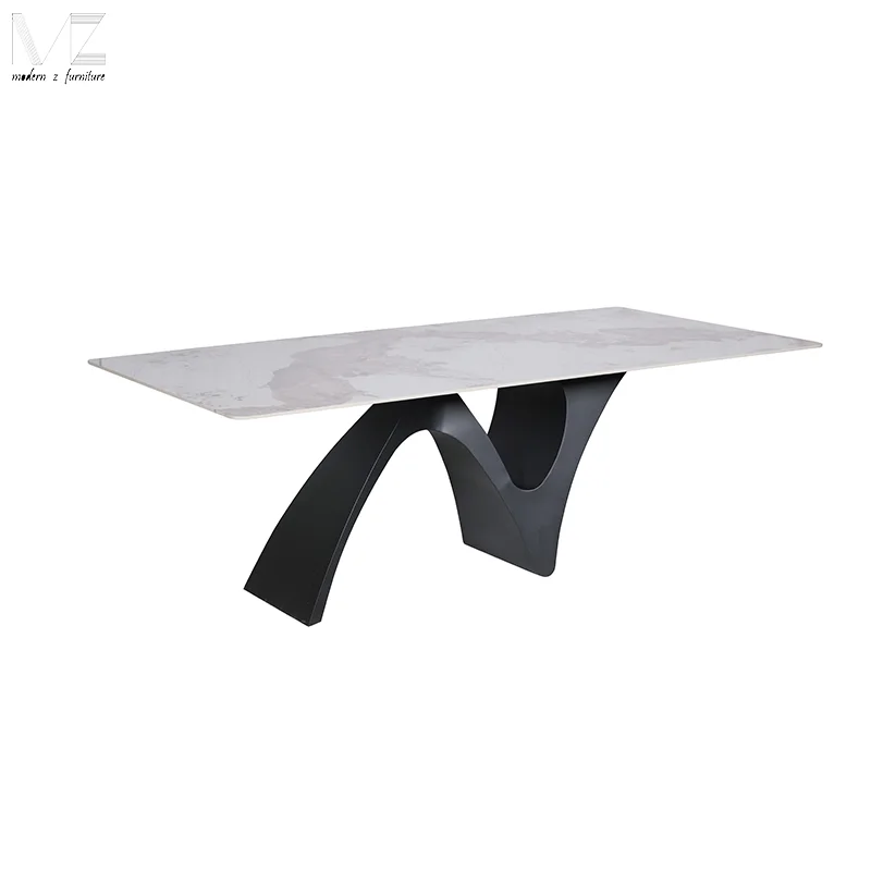 Nordic Modern Luxury Dinning Room Table 4 Seater Luxury Simple High End Sintered Stone Rectangular Marble Top Dining Table