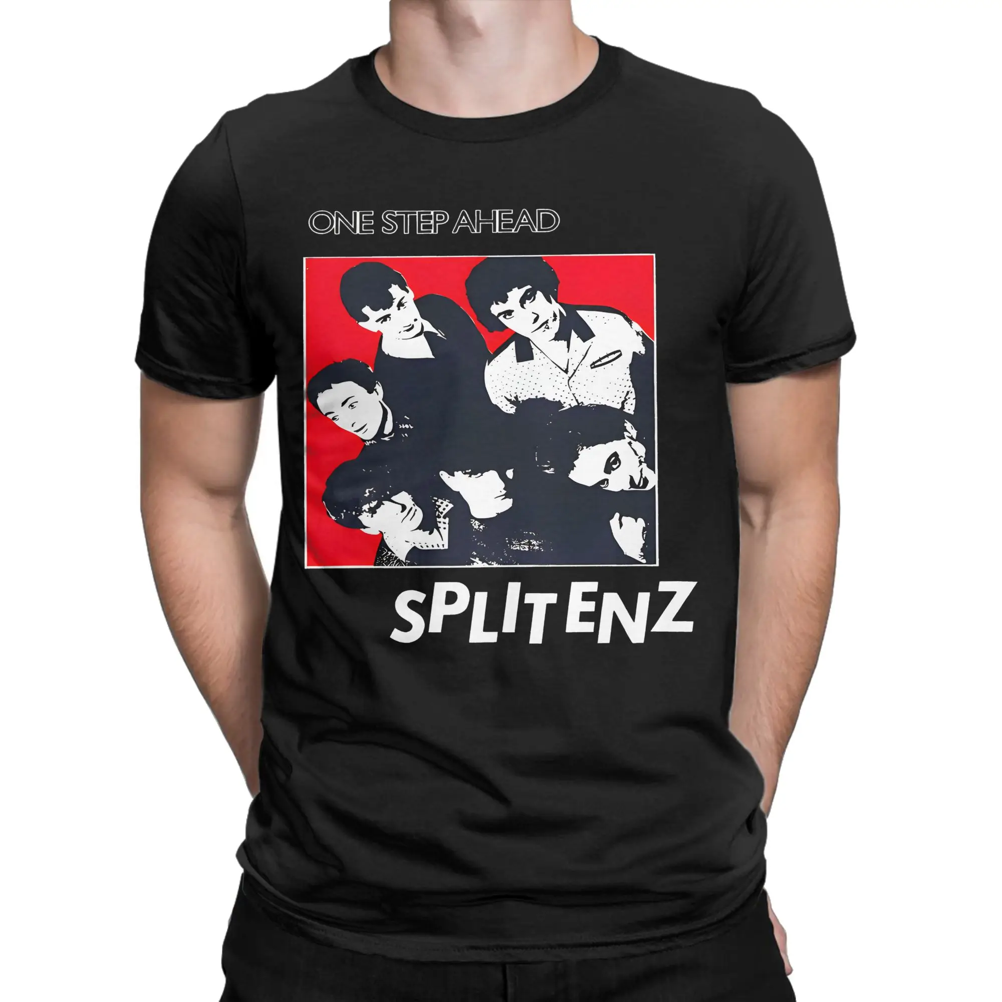 Creative Split Enz   One Step Ahead T-Shirt Men Round Collar Cotton T Shirt  Short Sleeve Tees Printed Clothes