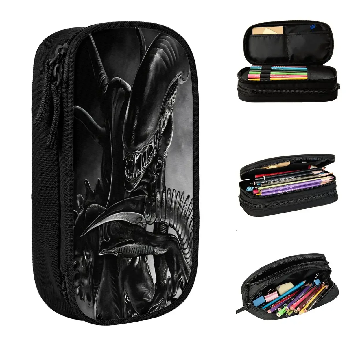 

Alien Xenomorph Pencil Case Movie Pencilcases Pen Box for Student Large Storage Bag School Supplies Gifts Stationery