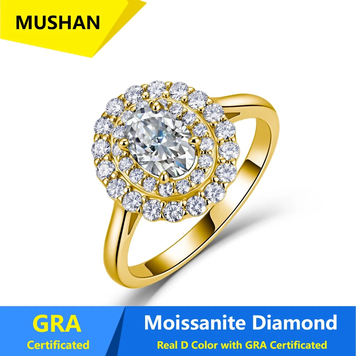 MUSHAN Luxury Jewelry 925 Sterling Silver Ring Band Women GRA Certificated Moissanite Diamond Emerald D Color Rings Fine Jewelry