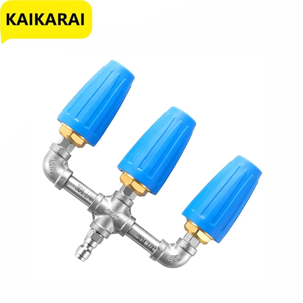 3-in-1 Turbo-Düse, Doppel-Turbo-Hochdruckreiniger-Düse 360 °   Drehbarer Doppel-Turbo-Sprühkopf mit 1/4-Zoll-Schnellkupplung