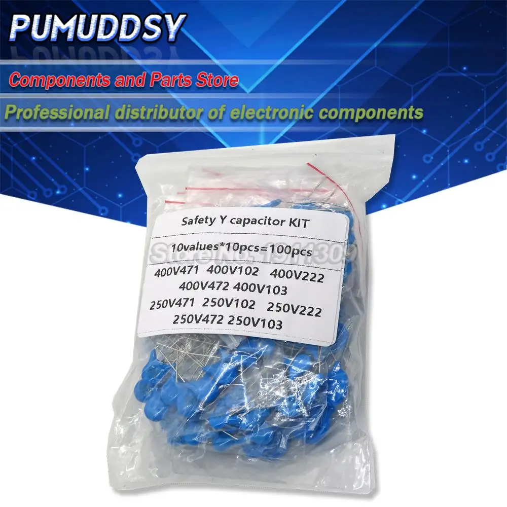 DIY KIT 100pcs=10value*10pcs Safety Y capacitor KIT 400VAC 250VAC 471 102 222M 472M 103M EACH 10PCS ibuw