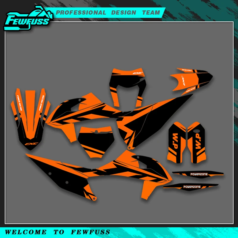 

Fewfuss For KTM 125 250 300 350 450 500 SX SXF 2019-2022 EXC EXCF XCW 2020-2023 Graphics Decals Stickers Kit Number Name Custom