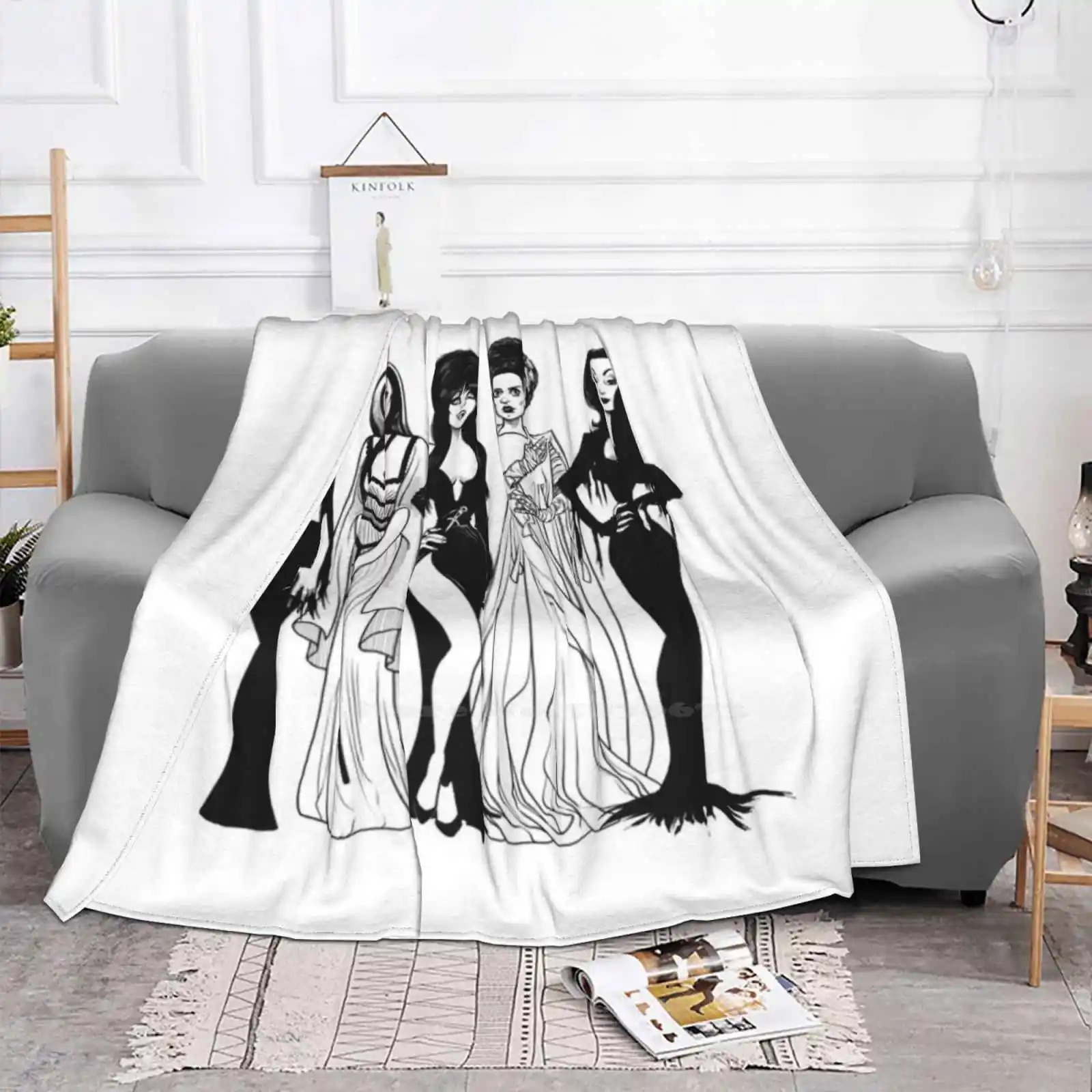 Sisterhood Low Price New Print Novelty Fashion Soft Warm Blanket Sisters Vampira Lily Munster Morticia Addams Goth Babes