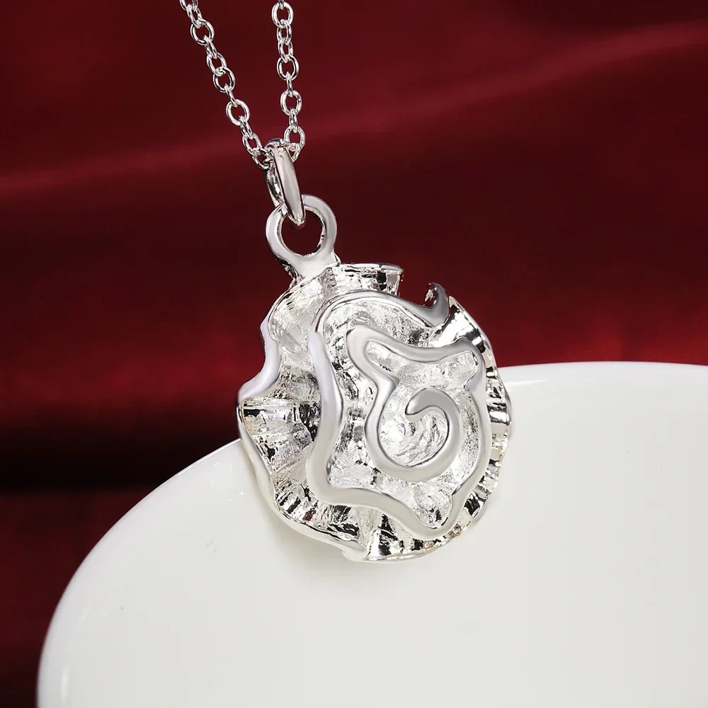 

Charms 925 Sterling Silver beautiful Rose Flowers Pendant Necklace for Women Fashion party wedding Jewelry Popular brands Gifts