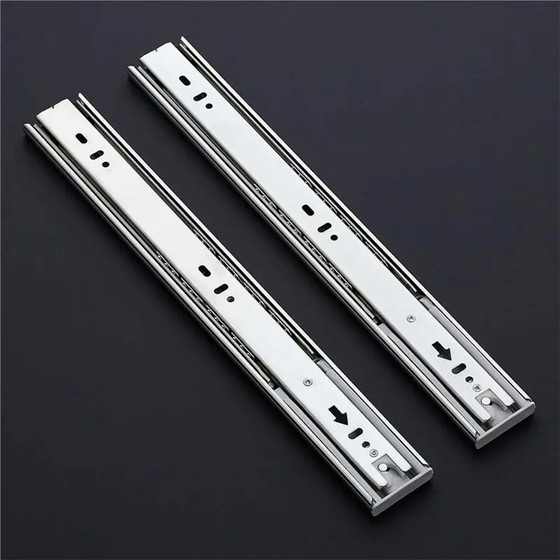 ABKO-Silver Soft Close Drawer Slides 14 Inch, 2 Pairs Heavy Duty Full Extension Ball Bearing Side Mount Drawer Track System