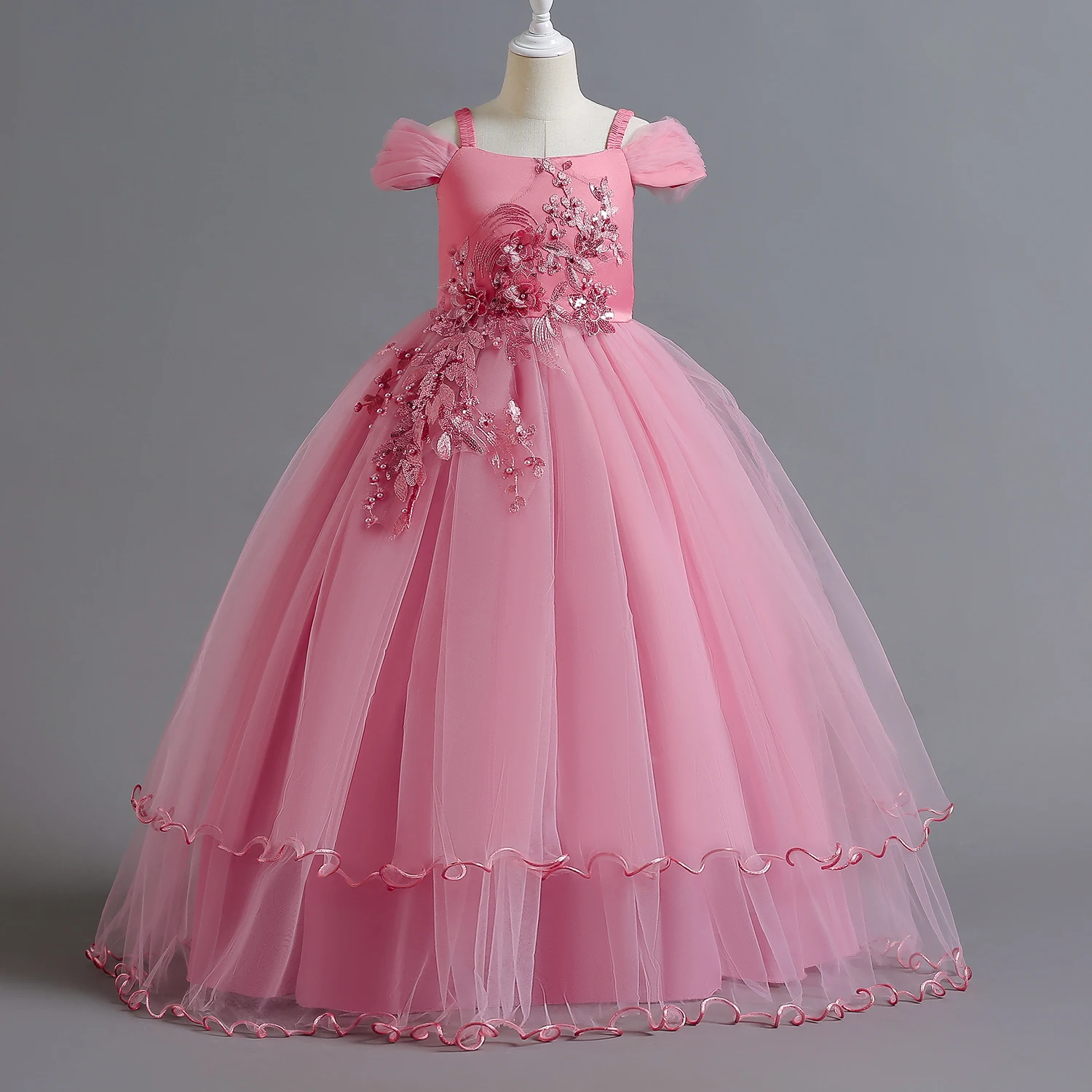 New Princess Girls Dress 2022 Summer Lace Bridesmaid Party Dress Flower Costume Kids Dresses For Girls Wedding Dress Vestido