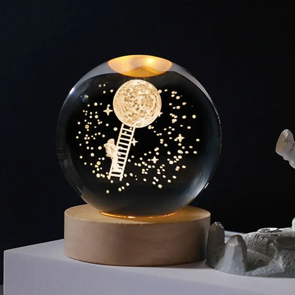 Christmas Ball Decoration 2025 Astronomy Solar System Planets Moon Astronaut LED Balls Home Snow Glass Globe Decorations