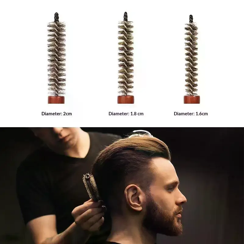 Mini Curling Comb Hair Salon Hairstyle Multi-functional Small Portable Round Wooden Roller Styling Beard Care Tool for All Hair