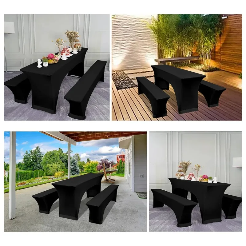 3Pcs Spandex Table Cover Open Back Fitted Polyester Tablecloth Stretch Washable Tablecover Table Toppers for Home Camping 2026