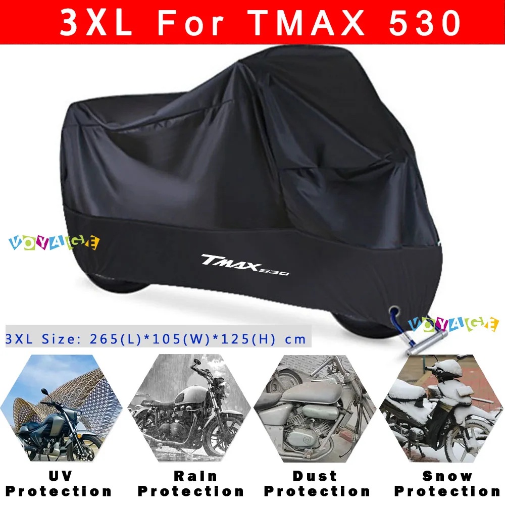 Outdoor Motorcycle Rain Cover, impermeável, Dustproof, tecido resistente ao desgaste, Acessórios da motocicleta, Yamaha TMAX530