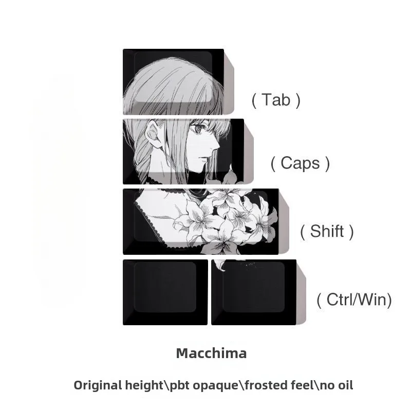 Chainsaw Man Makima PBT Keycap Anime Personalized Key Cap OEM Profile Space Bar Keycap for DIY Mechanical Keyboard Accessory Kit