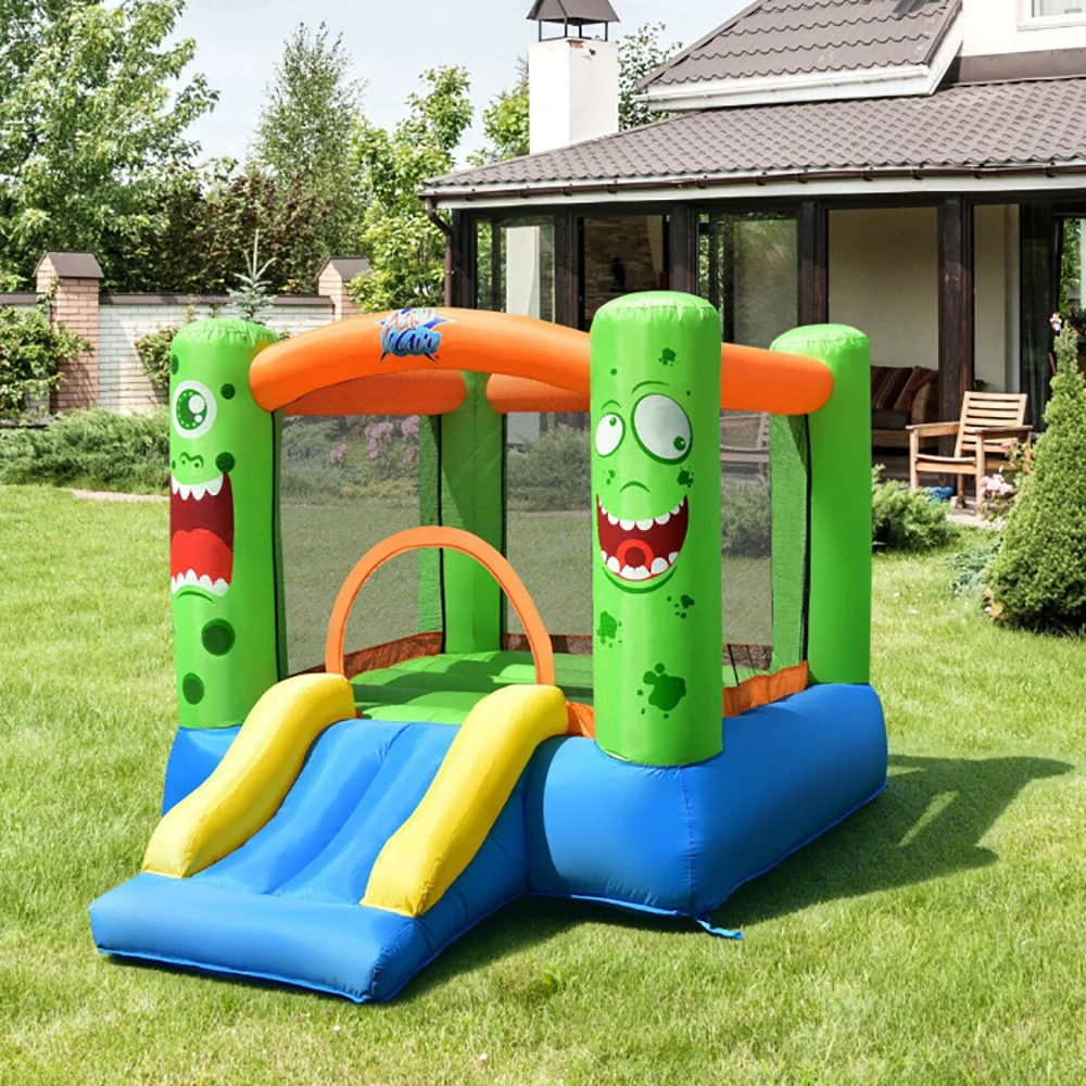 Castillo inflable de rebote para niños, casa de juegos, deslizador con soplador de 480W, diseño de seguridad íntima