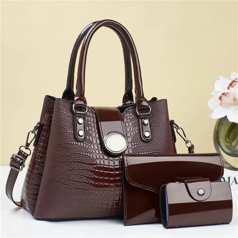 2024 summer new women's bag fashion alligator pattern women's bag large capacity shoulder messenger bag texture handbag set