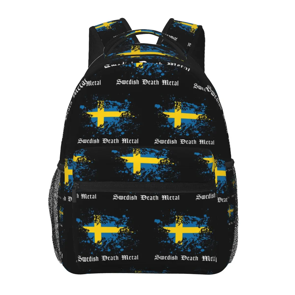 

Шведский металлический ремешок смерти, черный тяжелый студенческий рюкзак с флагом Швеции, школьная сумка, походный дорожный рюкзак, модная сумка для книг, сумки на плечо