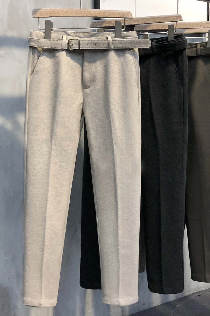 

New Arrival Pants Men's Woolen Trousers Spring and Autumn New Fashion Slim Pants Men Solid Color Slim Dress Trousers 2023 A94
