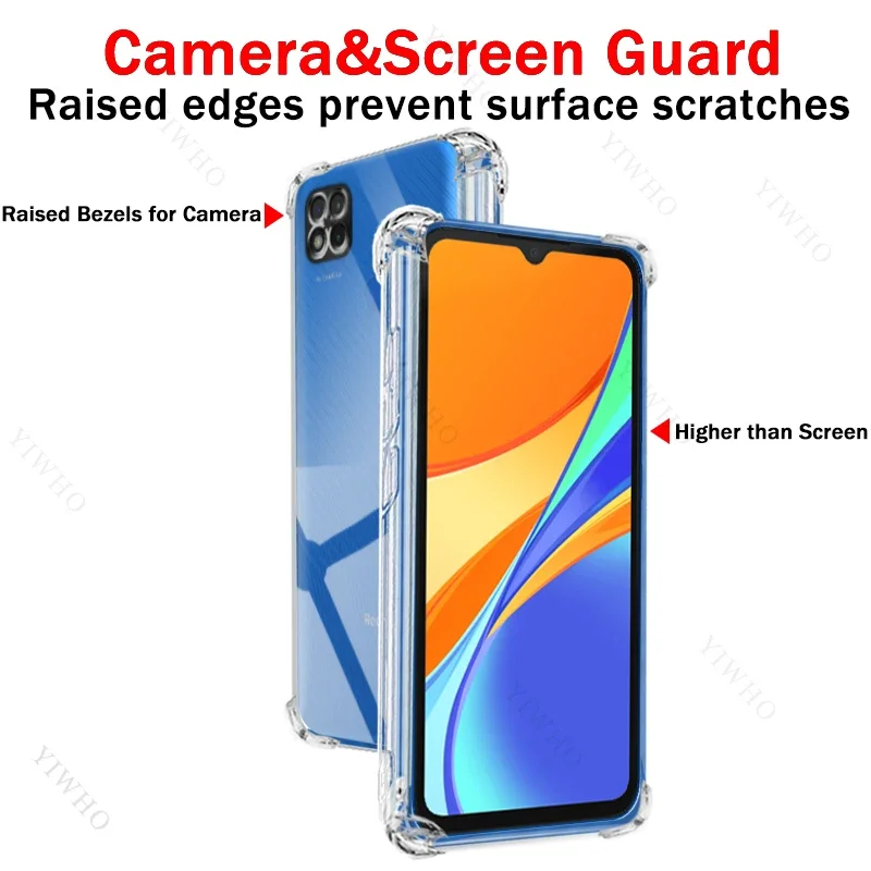 Safety Clear Phone Case For Xiaomi Redmi 9C M2006C3MG Thickened Transparent Case For Redmi 9 C Shockproof Anti-scratch Cover TPU