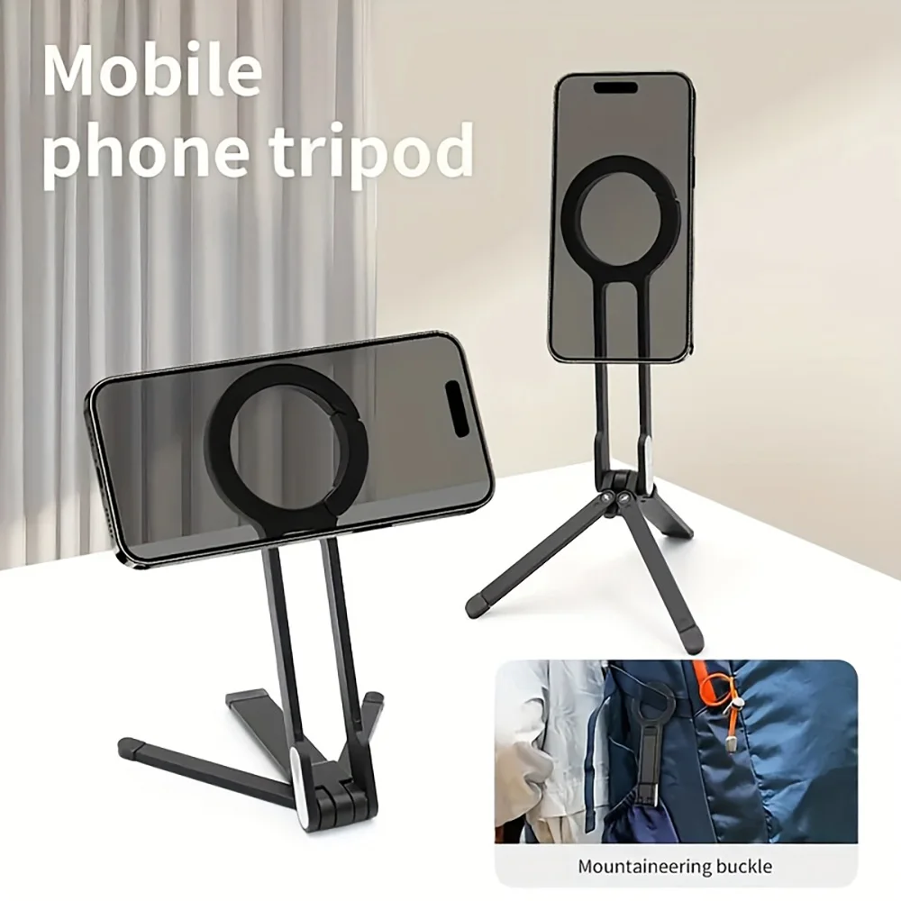 Carabiner Mobile Phone Tripod Magnetic Holder Stand Desktop Universal Adjustable Foldable Bracket For iPhone 18 Pro Max 17 16 15