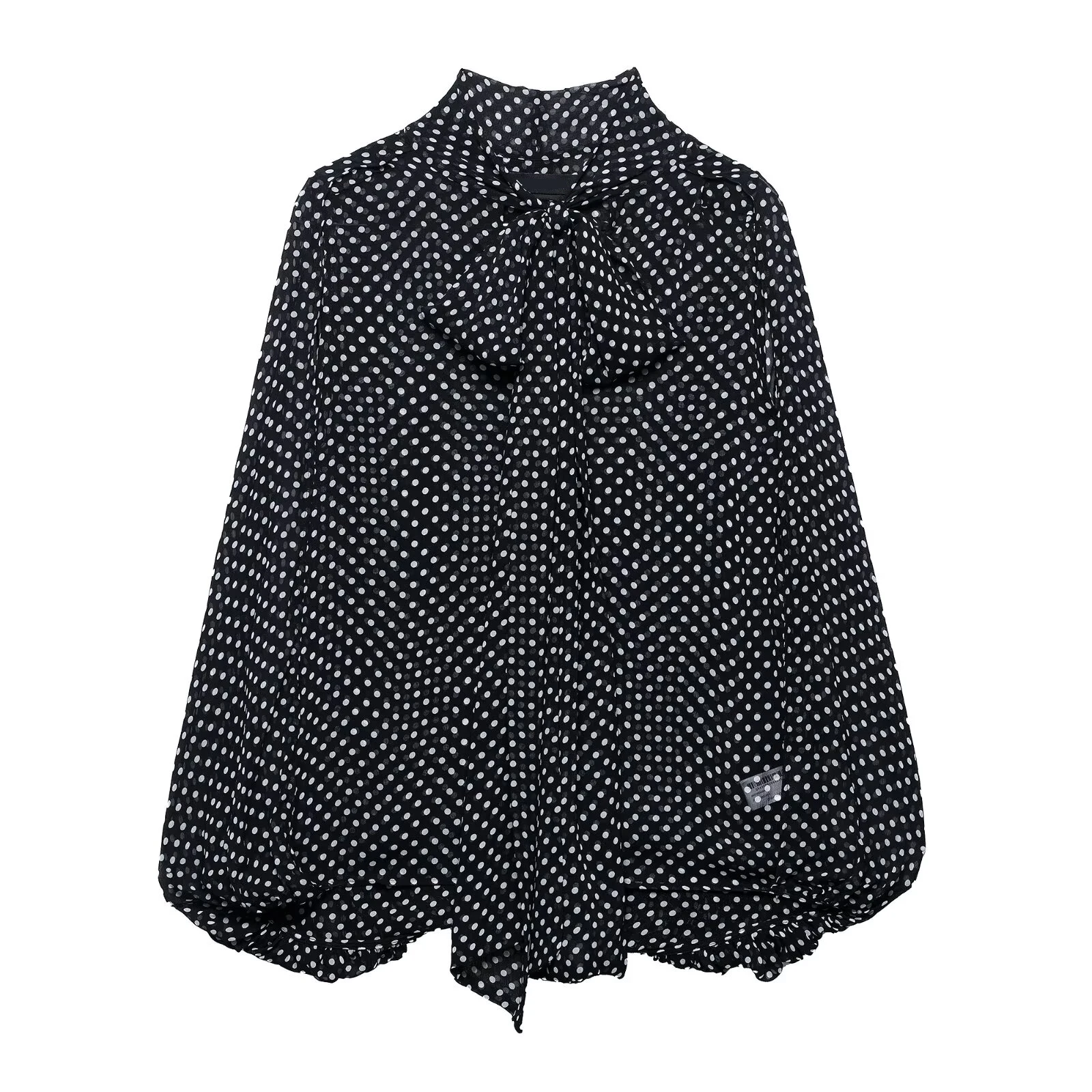 

Polka Dot Oversized Shirt Women Fashion Bow Lace Up Long Sleeve Loose Cowl Neck Tops 2025 New Spring Vintage Casual Blouse Lady