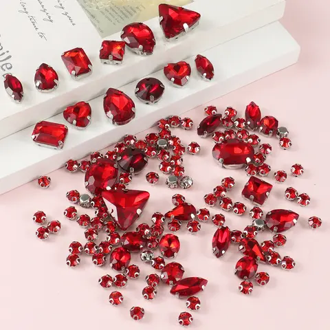 Strass en verre serti de griffes argentées, forme mixte, pierre de cristal cousue, diamant pour robe de mariée, chaussures, sacs, garniture de bricolage, lot de 130 pièces