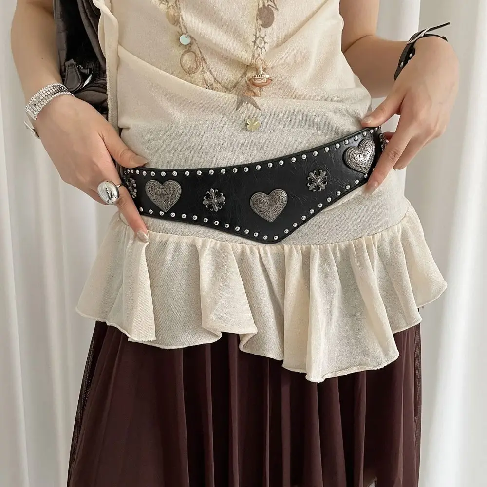 أزياء قابل للتعديل برشام معدني حزام القلب المعادن واسعة مطاطا Cummerbunds فاسق العرقية نمط الخصر مشد وتتسابق