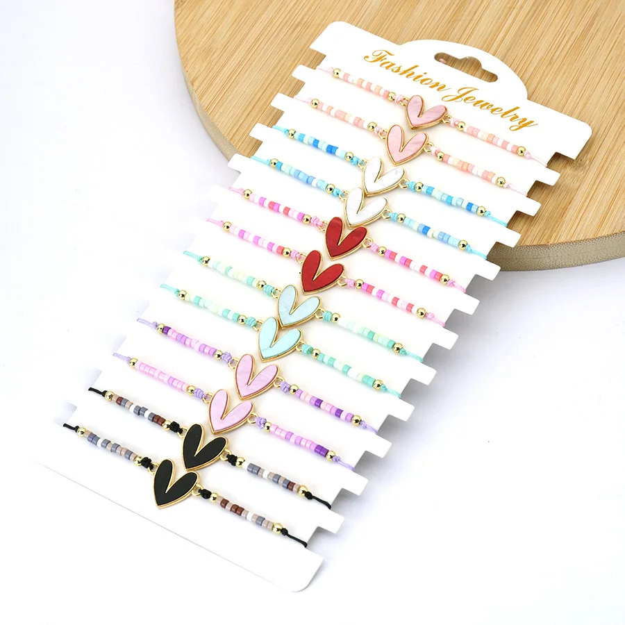 Noter 12Pcs/Dozen Bohemia Seed Beads Bracelet For Women Handmade Braided Thread Braslet Cute Flower Friendship Braclet Pulseria