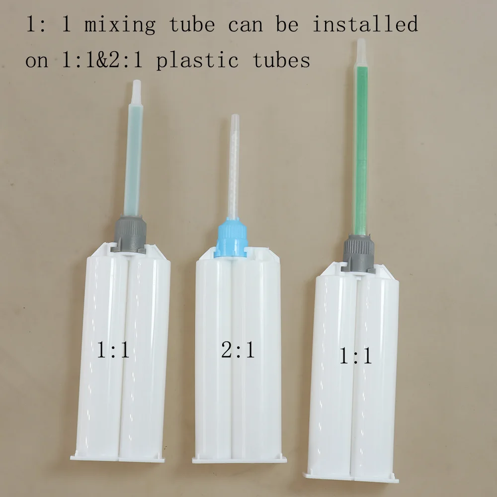 Static Mixing Nozzle AB Colas, 1:1, 10:1, Tubo Misturador, Resina Epóxi, Adesivos para 50ml, Dois Cartuchos de Cola Componente, 1Pc