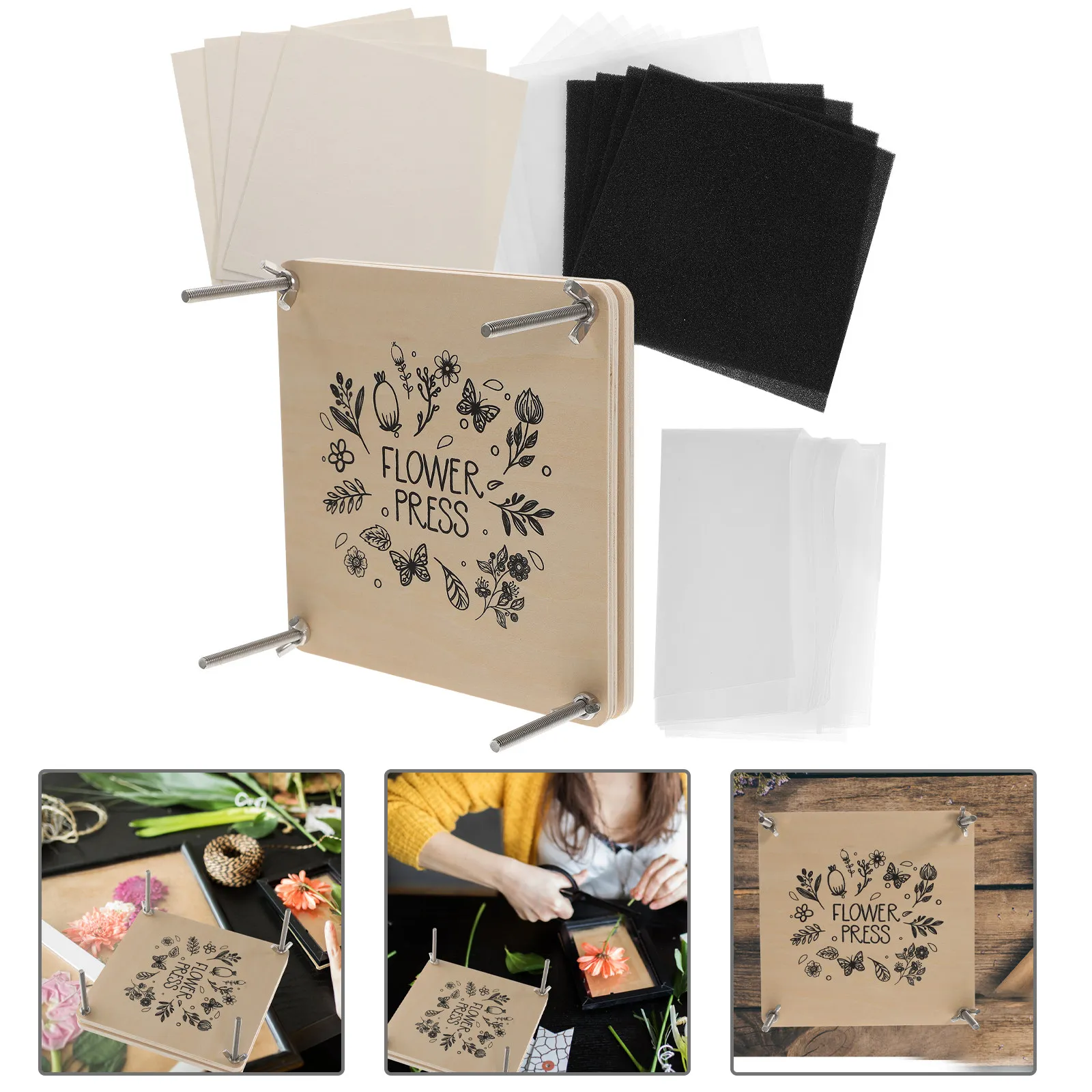 

Flower Press Kit for Drying Plants Leaves Fruits DIY Embossing Tool Craft Supplies Natural Specimen Preservation Set