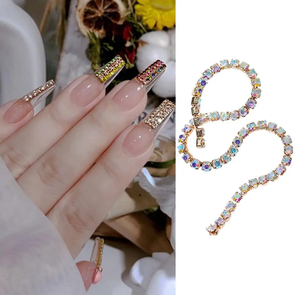 6 szt. Łańcuszek do paznokci biżuteria błyszcząca ozdoba z łańcucha do paznokci łańcuszek do paznokci DIY Charm Rhinestone biżuteria