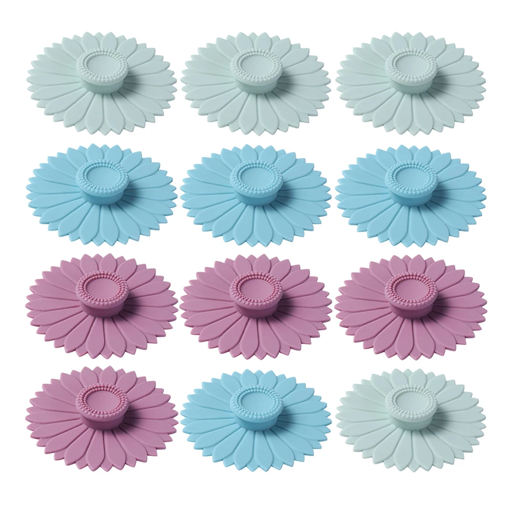 

12 Pcs Mug Sunflower Cup Lid Decorative Cover Heat Resistant Lids for Glass Cups Coffee Covers Silicone Cute
