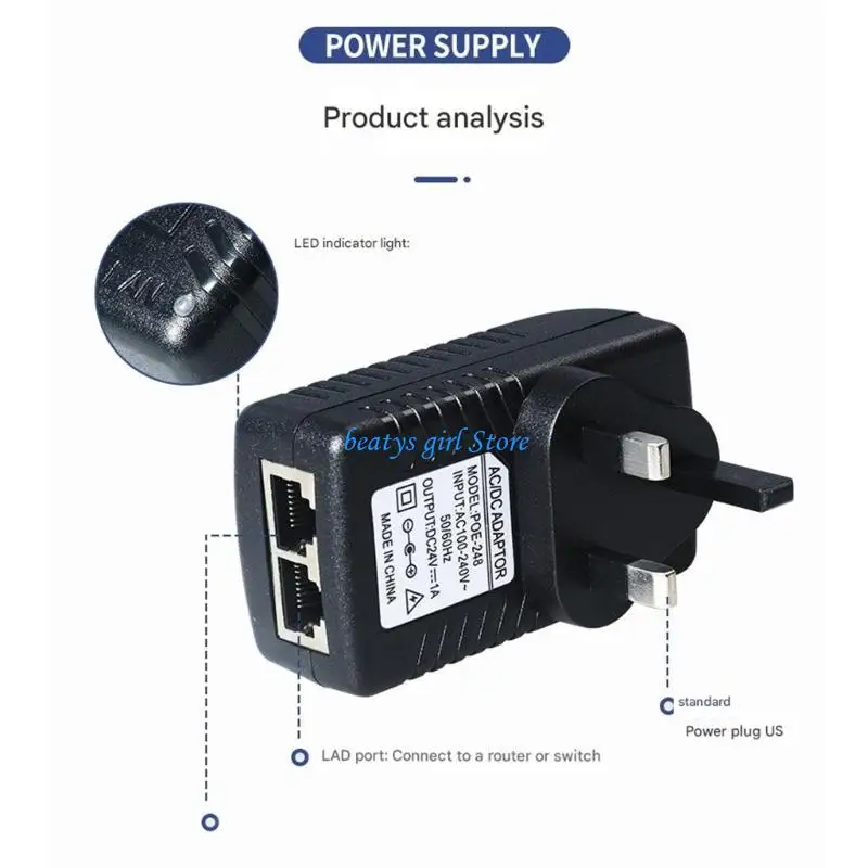 

C7AB POE Injector Power Adapter 48V 24V 18V 12V 15V Option For Video Surveillances