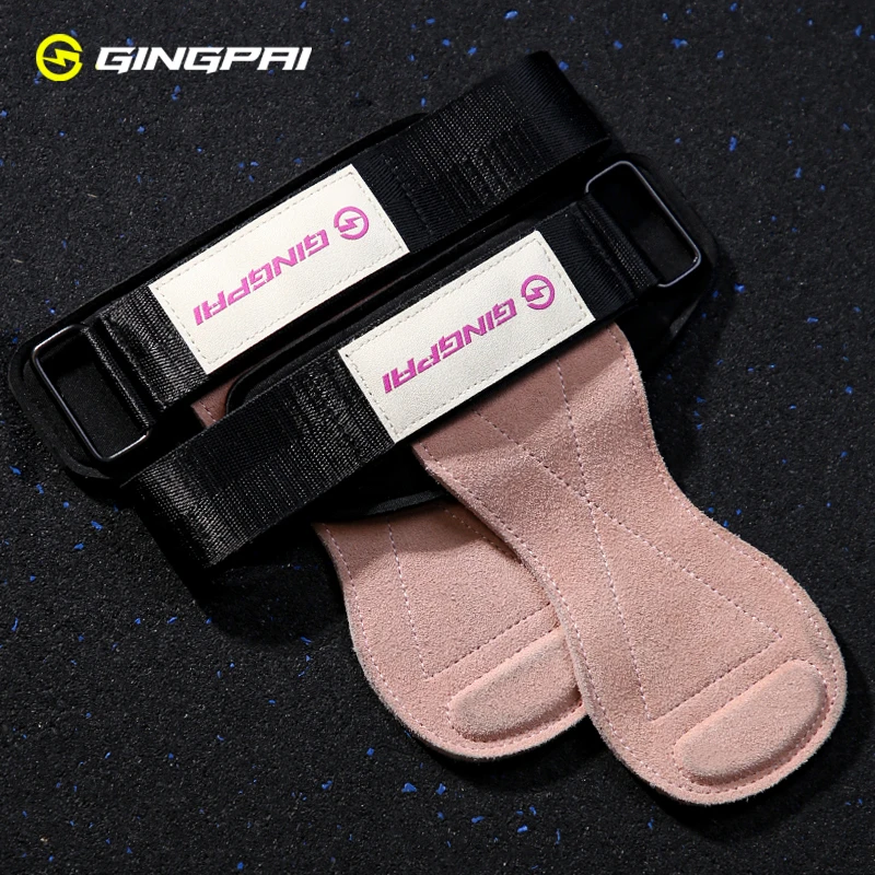 Fitness-Griffe für Männer Frauen Rindsleder Palmen schutz Gewichtheben Fitness-Trainings handschuhe Griffe mit Handgelenk wickel Trainings geräte – Detail 13