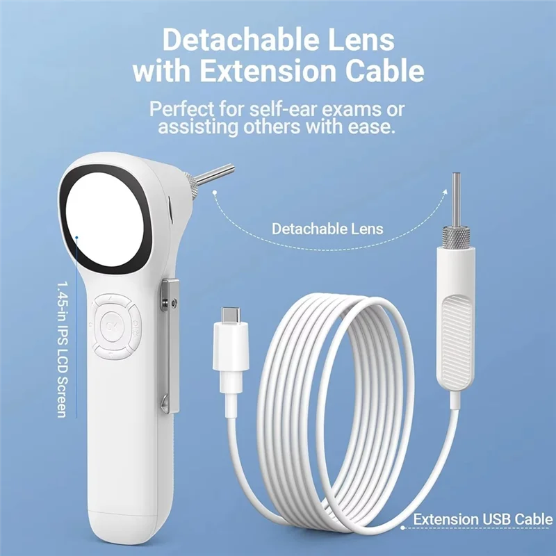 BHBD-أداة إزالة شمع الأذن كاميرا شمع الأذن 1.45 بوصة IPS 720P HD كاميرا الأذن البصرية الذكية