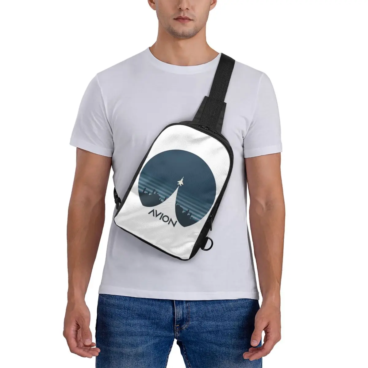 

Aviation Fighter Aircraft Above The City Chest Bag Crossbody Backpack Sling Shoulder Bag For Men Traveling Hiking Daypack